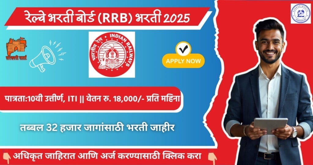 RRB Group D Bharti 2025:रेल्वे भरती बोर्ड (RRB) अंतर्गत 32,000 रिक्त पदांसाठी मोठी भरती जाहीर! अर्ज प्रक्रिया जाणून घ्या. 3 RRB Group D Bharti 2025