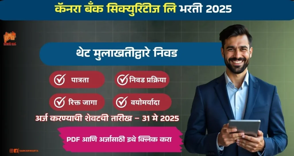 Canara Bank Securities Ltd Bharti 2025